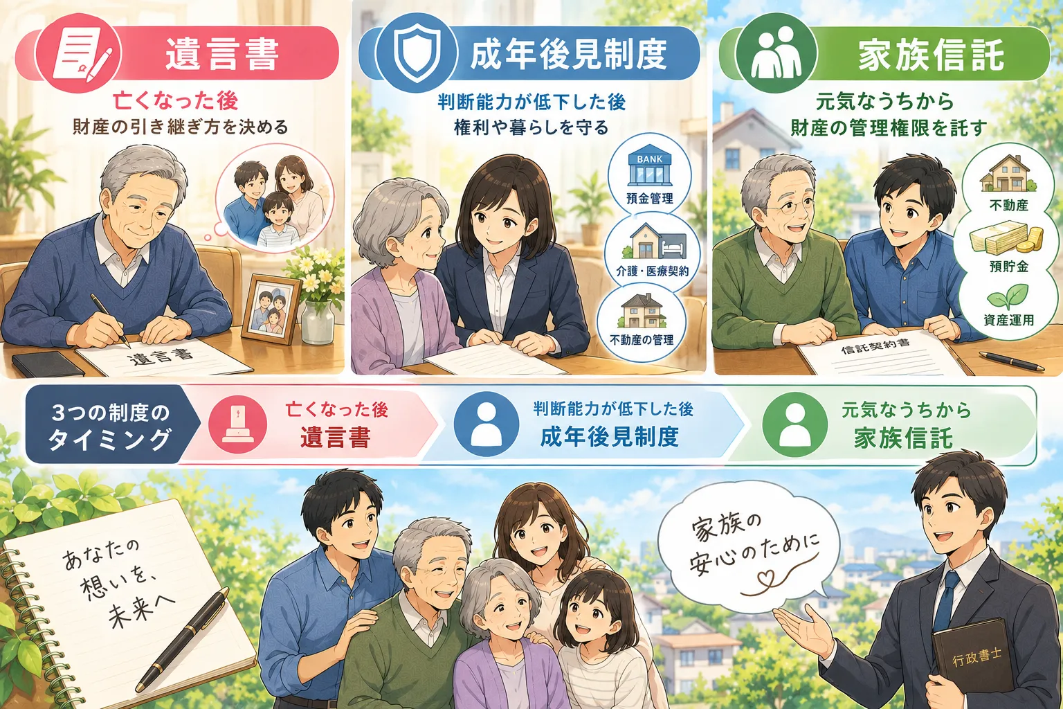 行政書士が伝える「遺言・後見・家族信託」の賢い組み合わせ方